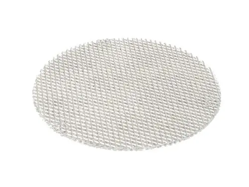 Metallischer Fettfilter mit runder Form, gefertigt von Fränkische, mit klar erkennbaren Maschenstrukturen. Ideal für Abzugshauben und Belüftungssysteme.